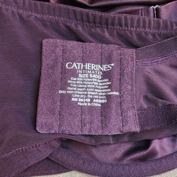 NWOT- Catherine's Intimates- Purple/Eggplant Silky Bra. 54DD. - Picture 2 of 3